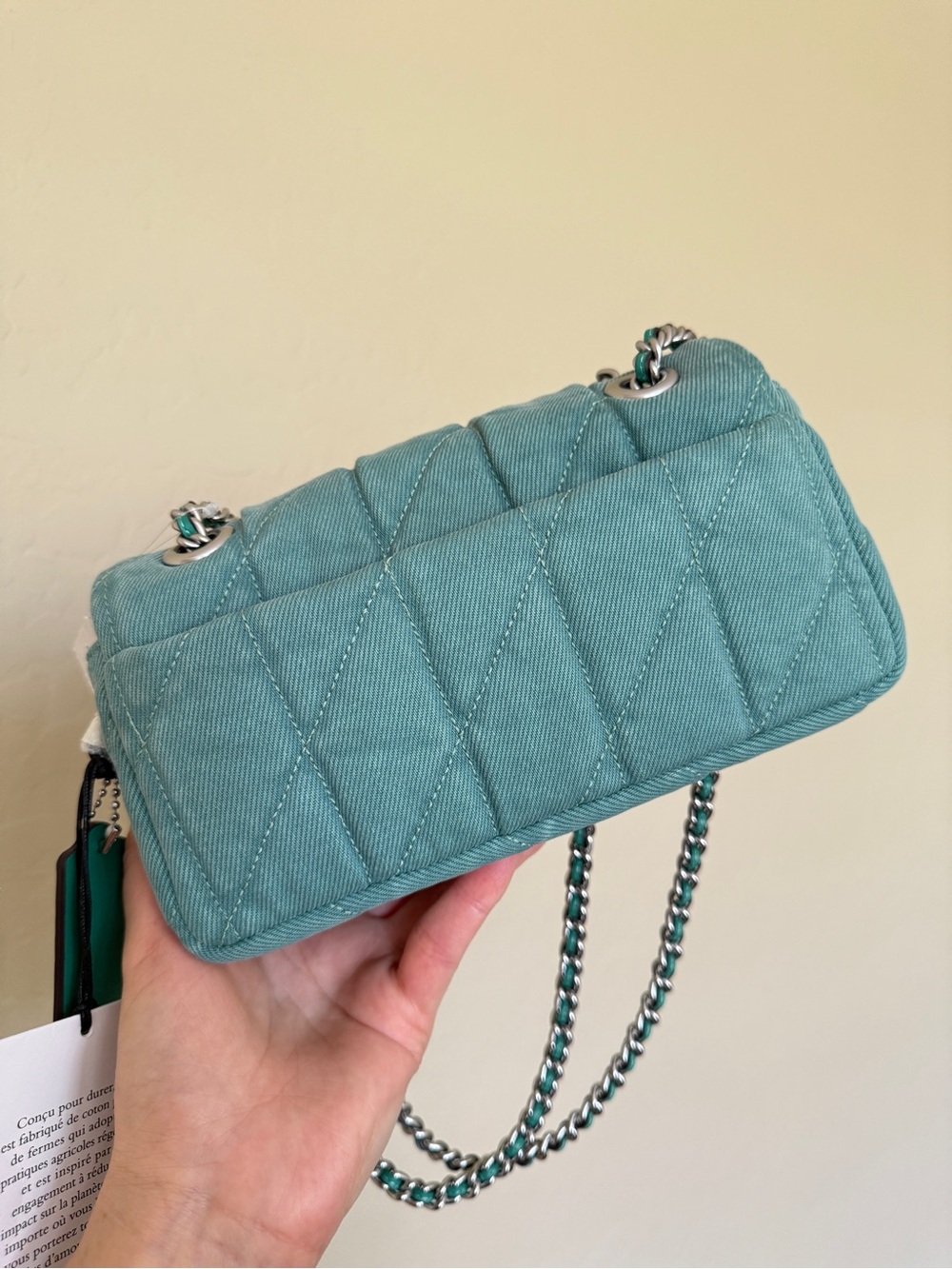 NWT Coach Tabby Colorful Denim Shoulder Bag 20 With Quilting Crossbody-IVY GREEN - Picture 5 of 13